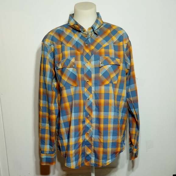 Wrangler Western Multi Plaid Pearl Snap Long Sleeve Shirt Sz XL - Picture 4 of 8